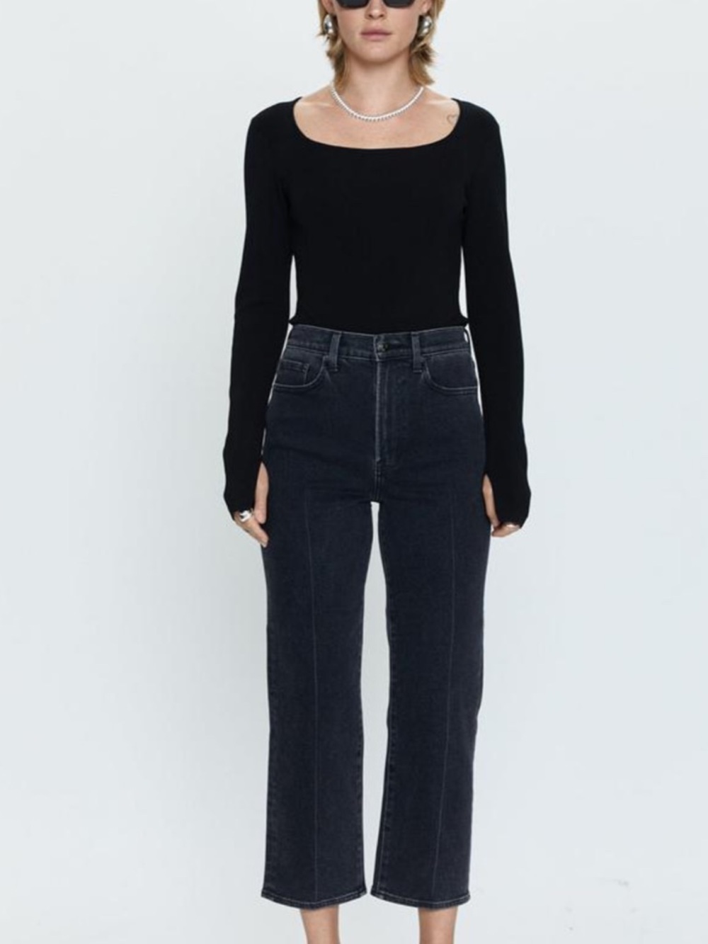 Pistola Denim Cassie Crop Super High Rise Straight in Black Box Size 27
